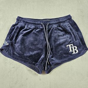 Tampa Bay Rays Velour Shorts Womens M Pro Standard Navy MLB Drawstring Elastic